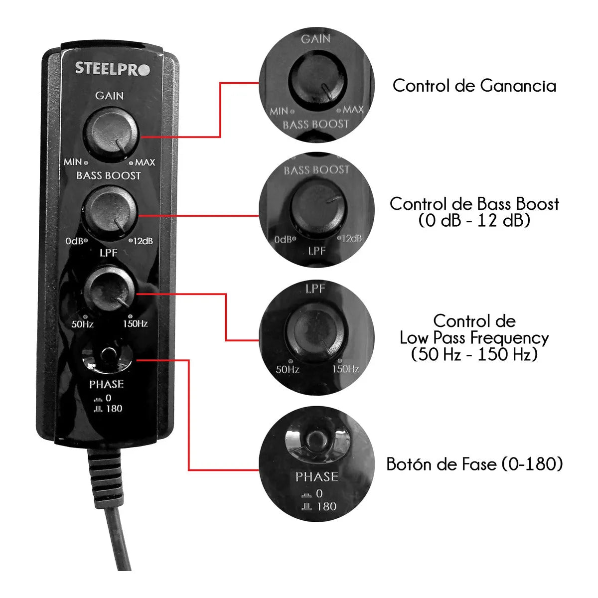 Subwoofer Amplificado 12 PuLG Llanta Repuesto Nano Steelpro Color Negro