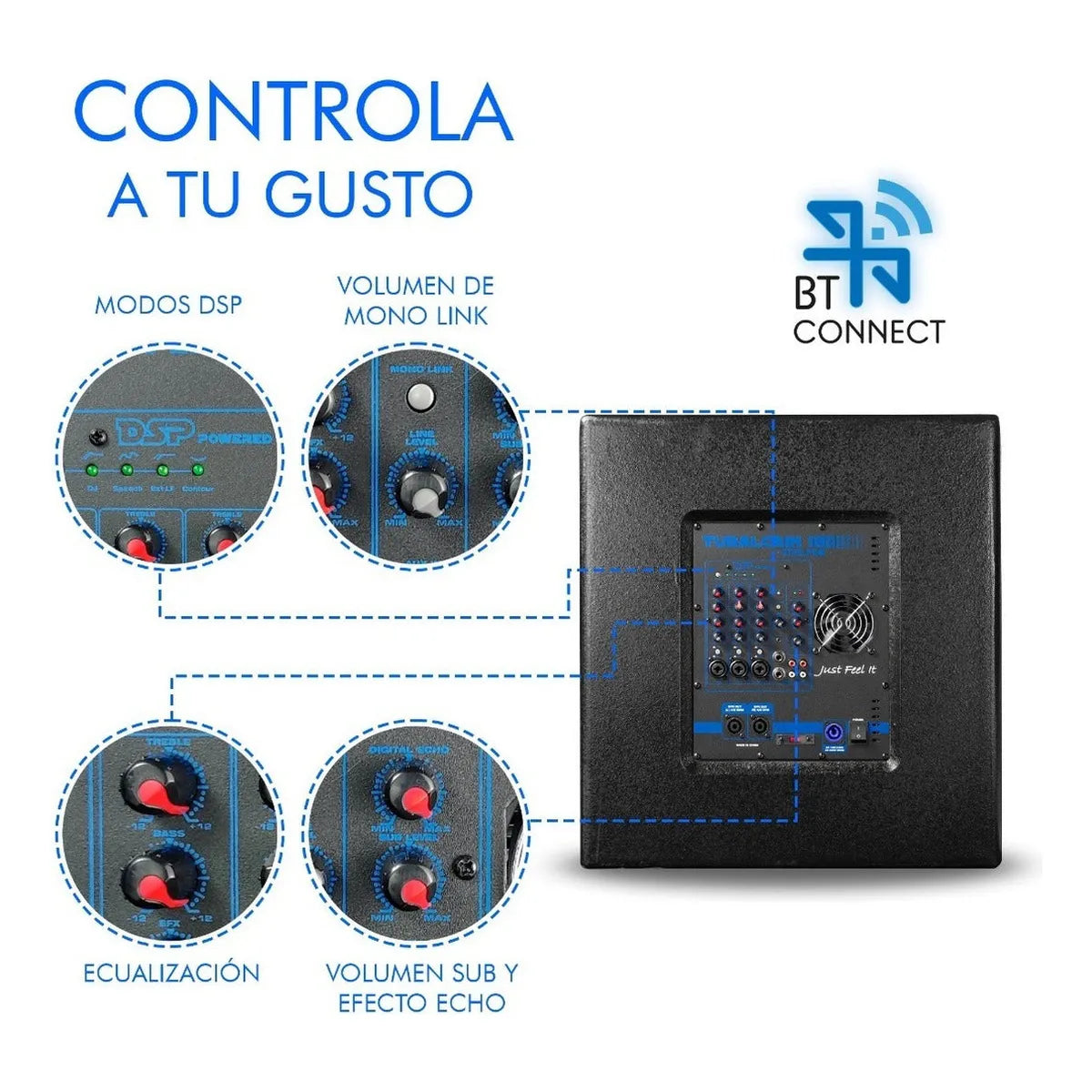 Subwoofer Profesional 3 Vías Tubalcain 18 Steelpro 1600w Color Negro