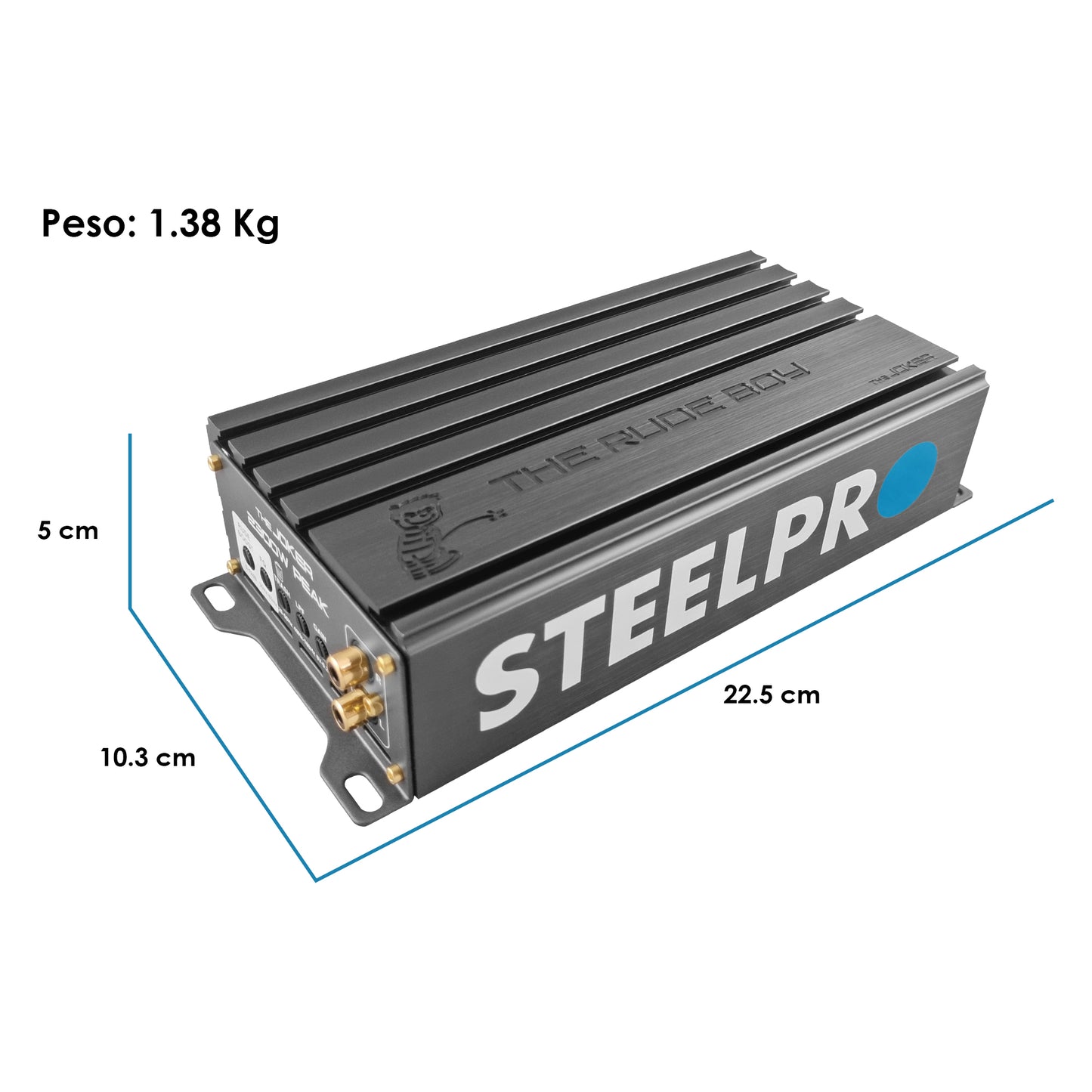 Amplificador Mini Clase D para Subwoofer Monoblock Bass 1700 W MAX/850 W x 1 RMS 1 Ohm Alto Rendimiento Open SHOW, Crossover Variable, Filtro Subsonico, Control de Bajos THE JOKER BY RUDE BOY