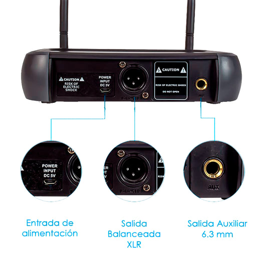 Steelpro - Micrófono Profesional - Inalambrico - Uhf-607 Color Negro