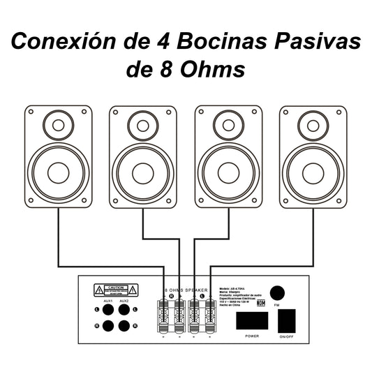 Kit Amplificador Bt 300w 4 Bocinas Ambiental 6.5 By Steelpro Blanco 300 W