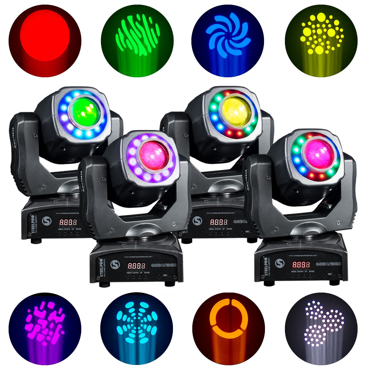 4 Cabezas Móvil Spot Con Gobos 90 Watts