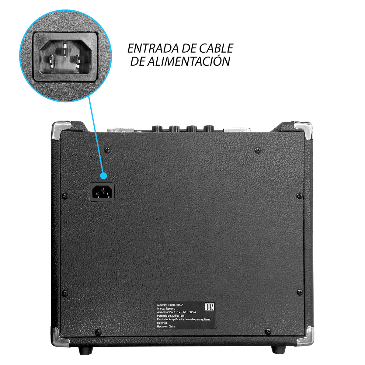 511-SK Flamed Blue Burst Kit Bajo Eléctrico Con Amplificador 50W Funda Cable Profesional Jethro By Steelpro