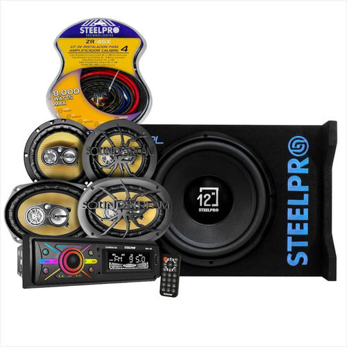 Kit Autoestéreo +subwoofer +boc.6x9 + Boc.6 1/2 By Steelpro