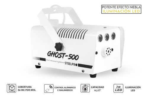Maquina De Humo 500w Alambrica/inalambrica C/leds Steelpro Color Blanco
