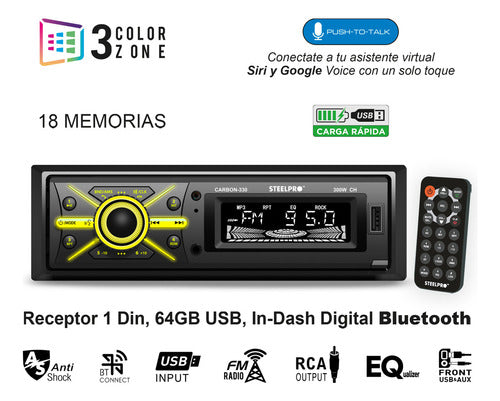 Kit Autoestéreo +subwoofer +boc.6x9 + Boc.6 1/2 By Steelpro