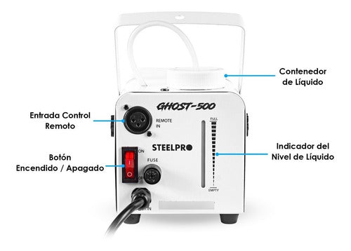 Maquina De Humo 500w Alambrica/inalambrica C/leds Steelpro Color Blanco