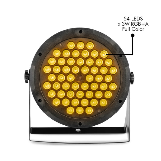 Cañón Led Par 54 Led X 3w Rgb + Ambar Full Color - Steelpro