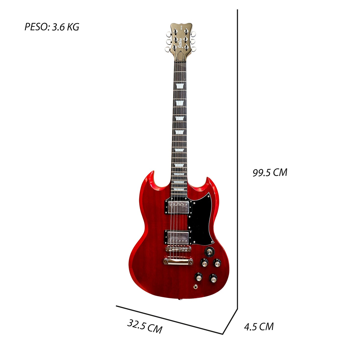 050-SK Kit Guitarra Eléctrica Transparent Red Sapele Veneer Con Amplificador 20W y Accesorios Para Diestros Jethro By Steelpro