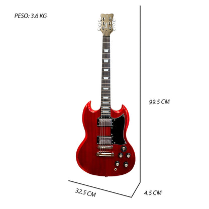 050-SK Kit Guitarra Eléctrica Transparent Red Sapele Veneer Con Amplificador 20W y Accesorios Para Diestros Jethro By Steelpro