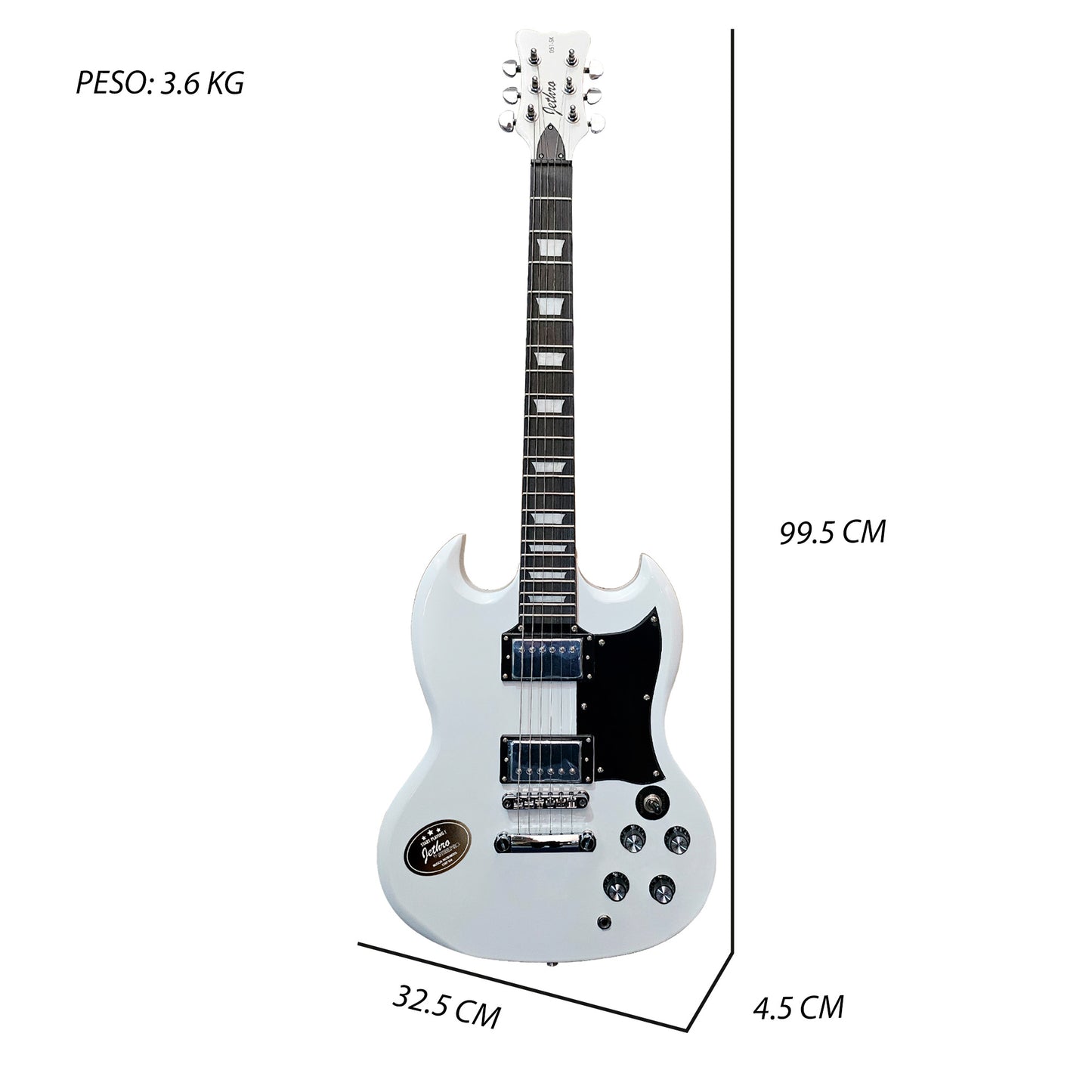 051-SK Kit Guitarra Eléctrica White Con Amplificador 20W y Accesorios Para Diestros Jethro By Steelpro