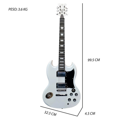 051-SK Kit Guitarra Eléctrica White Con Amplificador 20W y Accesorios Para Diestros Jethro By Steelpro