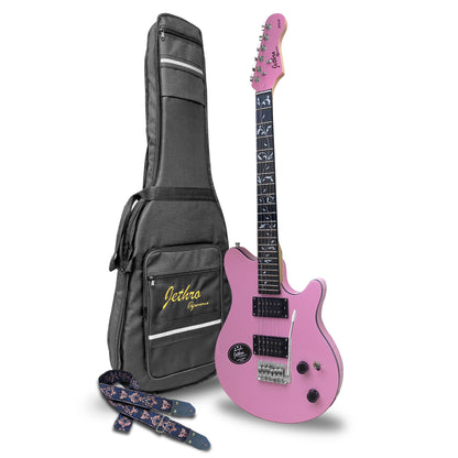 Guitarra Electrica Series Jethro By Steelpro 073-lx Color PINK BINDING BLACK Orientación de la mano Diestro