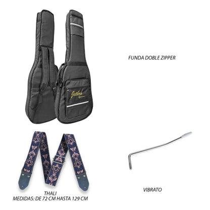 Guitarra Electrica Series Jethro By Steelpro 073-lx Color PINK BINDING BLACK Orientación de la mano Diestro