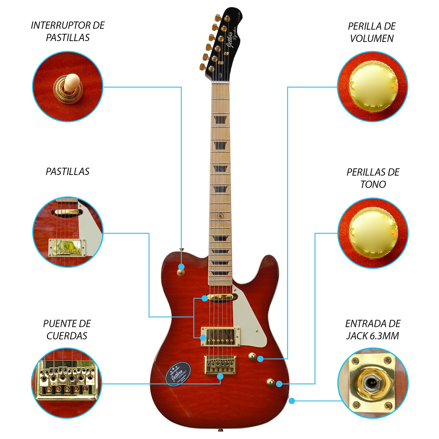 Guitarra Edición Limitada 090 Js-mk By Steelpro 50 Unidades Diestro Miel Maple