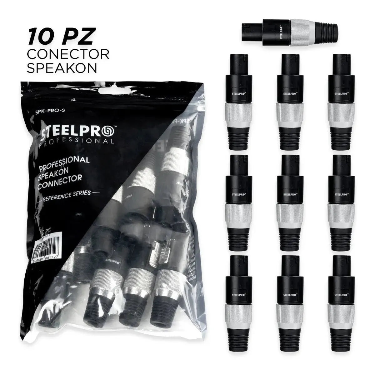10 Conectores De Audio De 4 Polos Speakon Premium - Steelpro