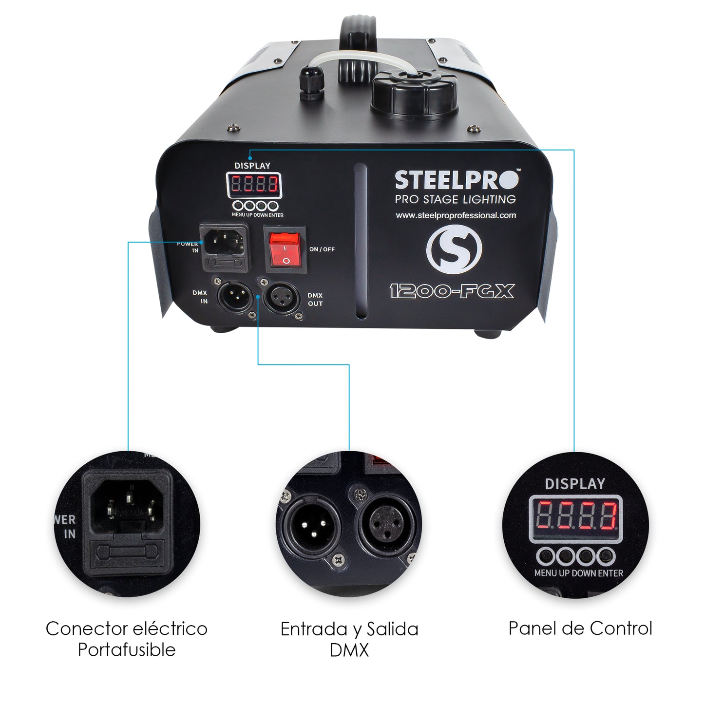 Maquina Humo Dmx 1200w Led Rgb Control Inalambrico Steelpro