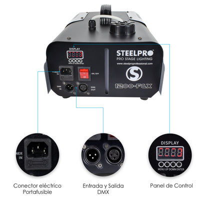 Maquina Humo Dmx 1200w Led Rgb Control Inalambrico Steelpro