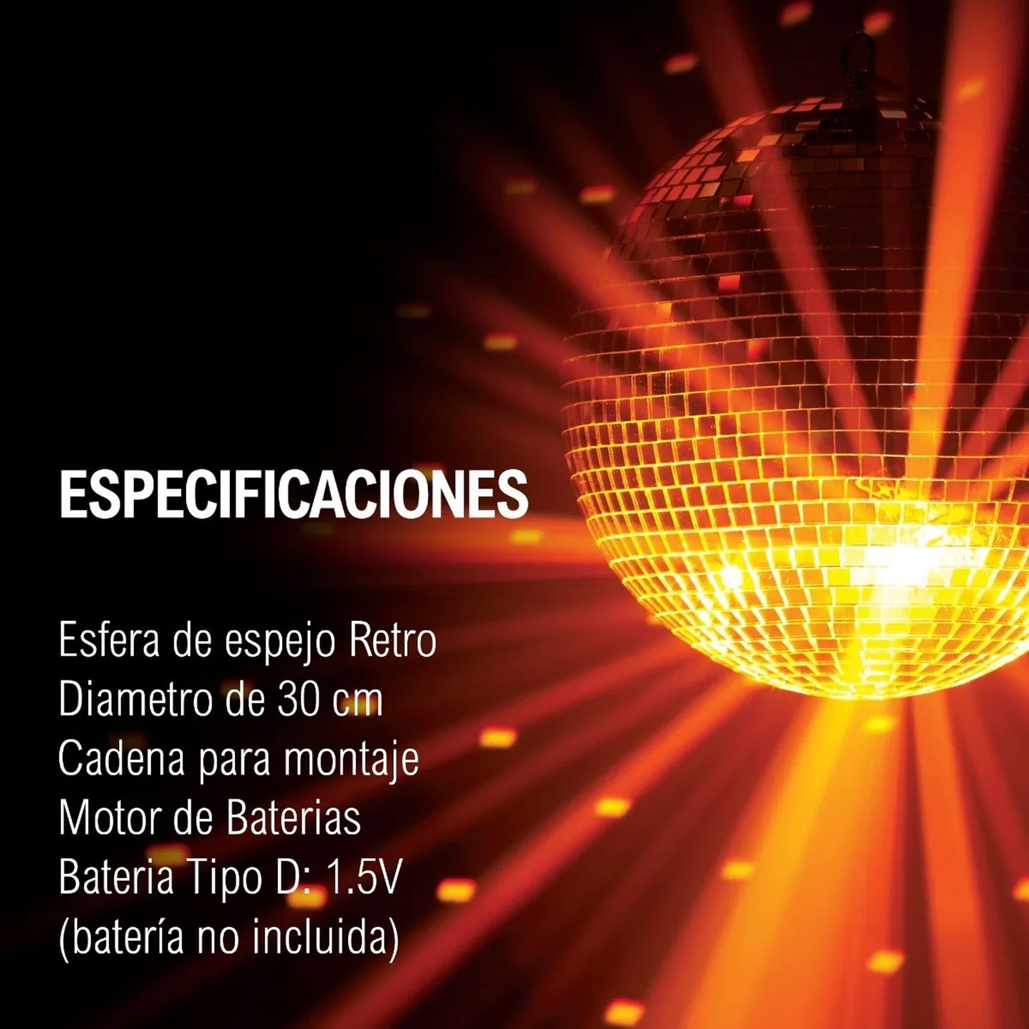 Bola Disco De Espejos Motorizada Steelpro 30cm