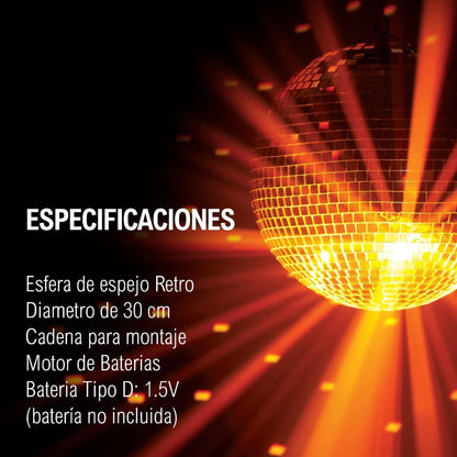 Bola Disco De Espejos Motorizada Steelpro 30cm
