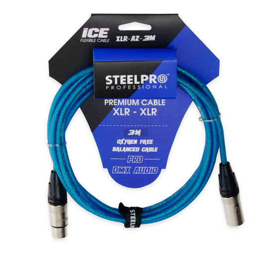 XLR-AZ-3M Cable Azul Xlr 3m Balanceado Profesional Macho - Hembra Steelpro
