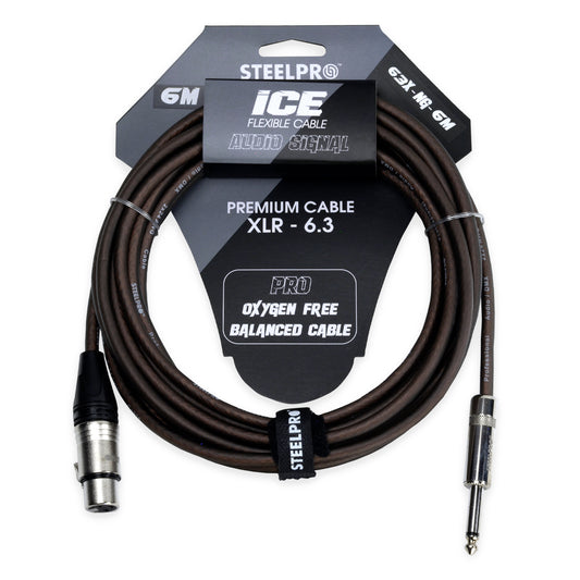 63X-NG-6M Cable Negro Xlr-Plug 6.3 Profesional 6m Para Micrófono Hembra-Plug 6.3 Steelpro