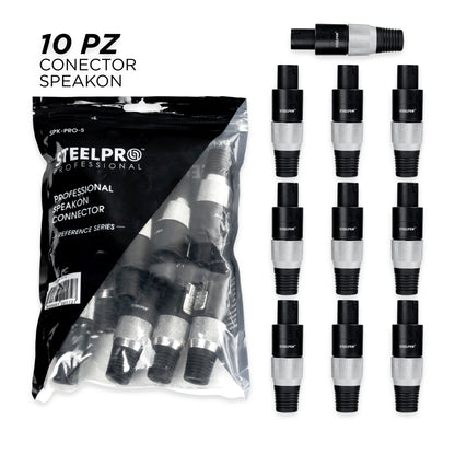 10 Conectores De Audio De 4 Polos Speakon Premium - Steelpro