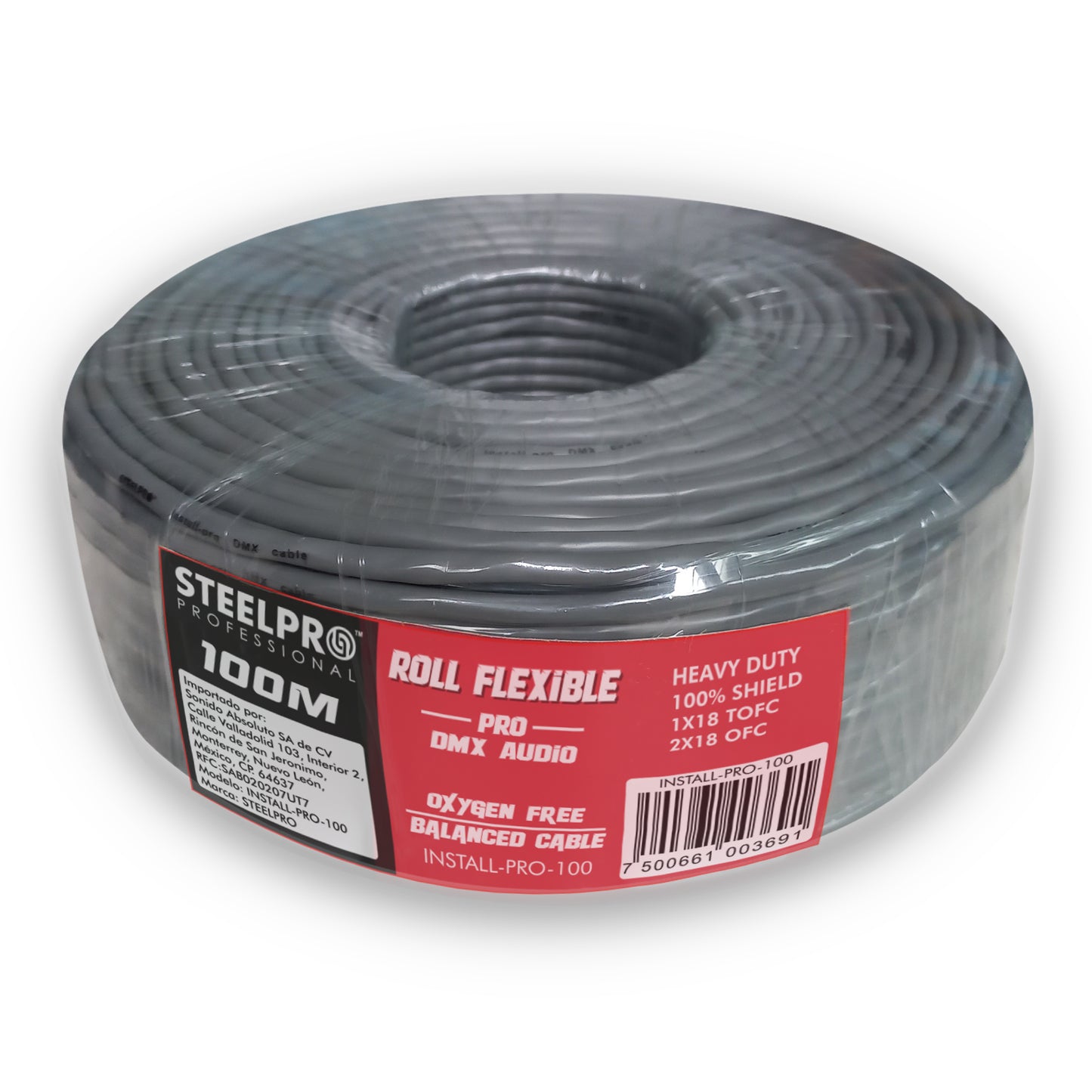 Rollo De Cable Profesional Pro Dmx Audio 100 Metros Steelpro