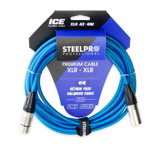 XLR-AZ-6M Cable Azul Xlr 6m Balanceado Profesional Macho - Hembra Steelpro