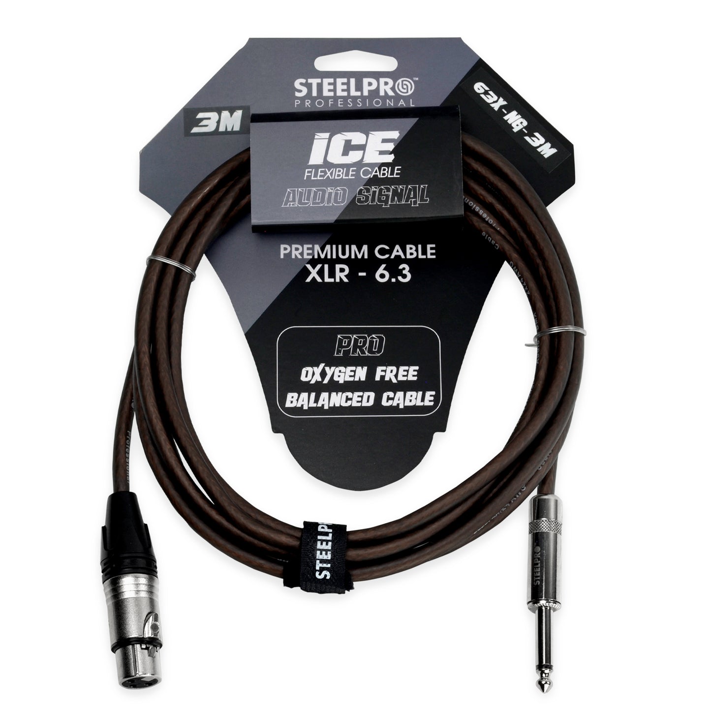 63X-NG-3M Cable Negro Xlr-Plug 6.3 Profesional 3m Para Micrófono Hembra-Plug 6.3 Steelpro