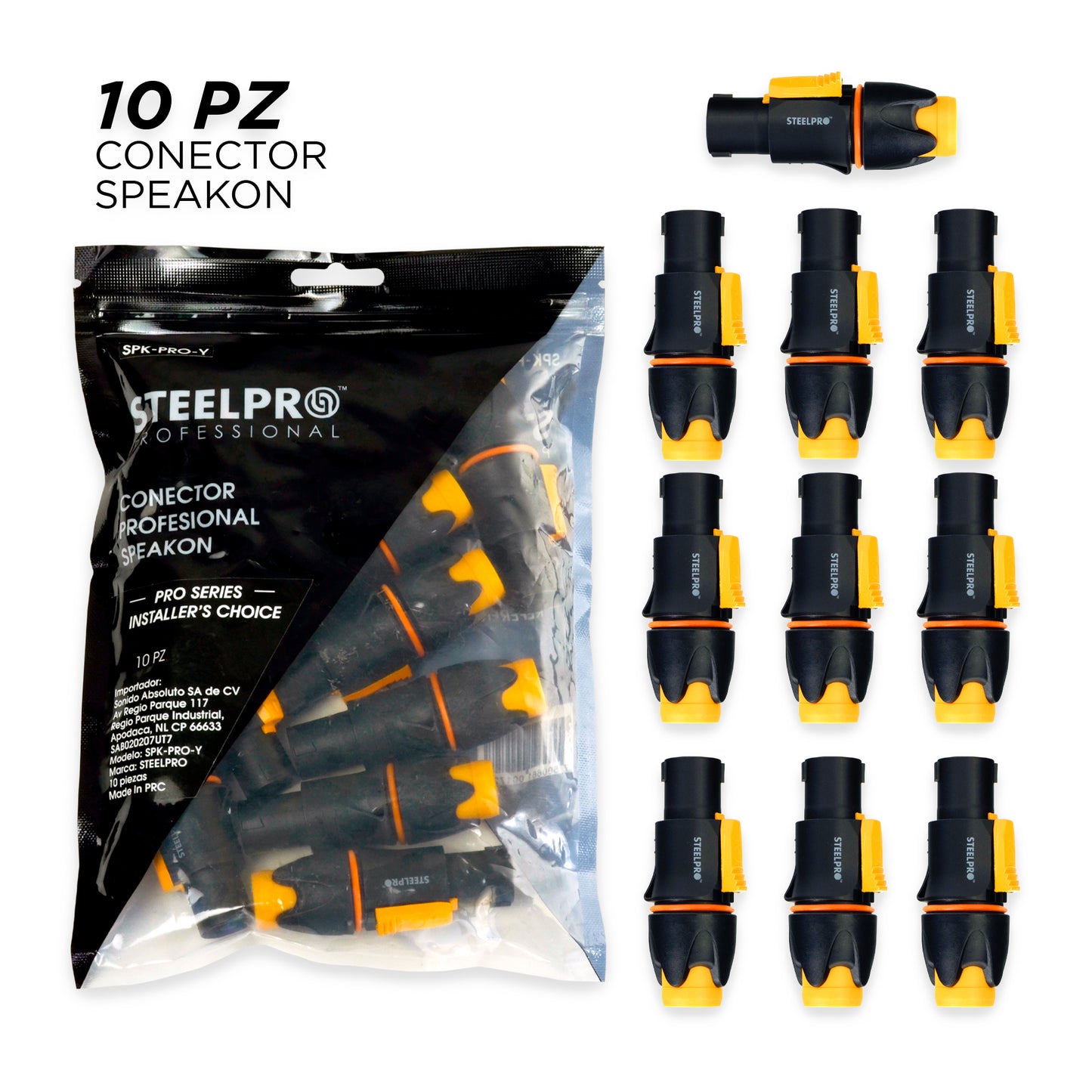 10 Conectores De Audio De 4 Polos Speakon - Steelpro