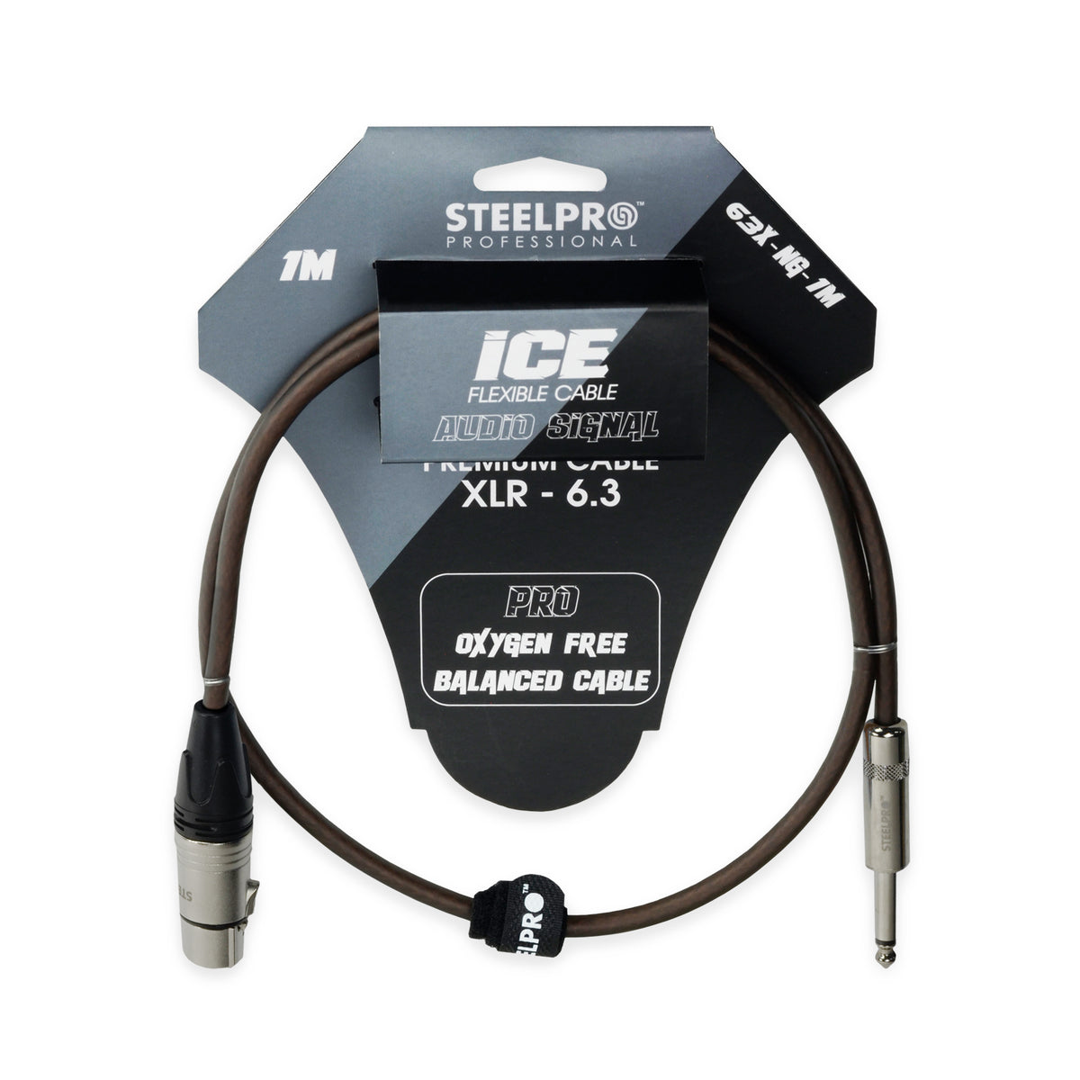 63X-NG-1M Cable XLR Cannon Hembra a Plug 6.3 mm 1 Metro Negro Balanceado Profesional Audio Sin Ruido Steelpro