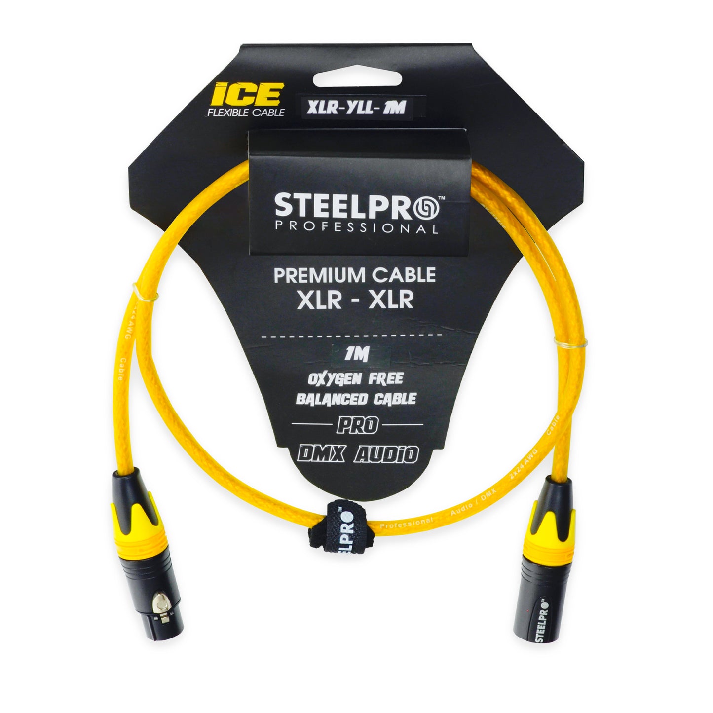 XLR-YLL-1M Cable Amarillo Xlr 1m Balanceado Profesional Macho - Hembra Steelpro