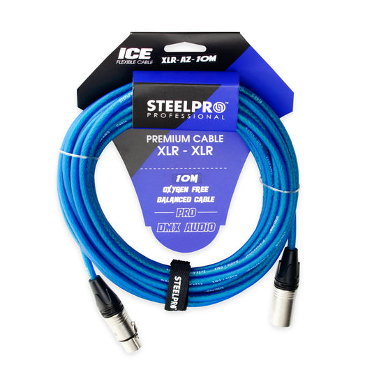 XLR-AZ-10M Cable Azul Xlr 10m Balanceado Profesional Macho - Hembra Steelpro