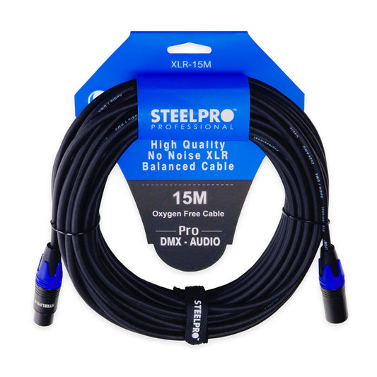 XLR-15M Cable Xlr 15m Balanceado Profesional Macho - Hembra Steelpro