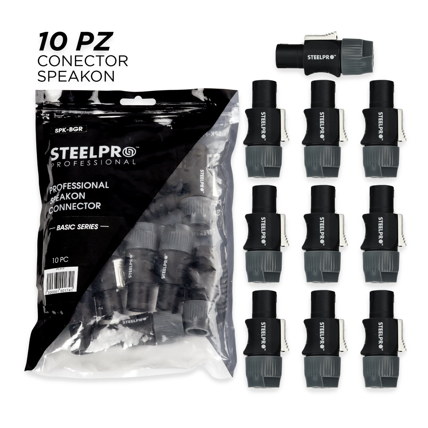 10 Conectores De Audio De 4 Polos Speakon - Steelpro