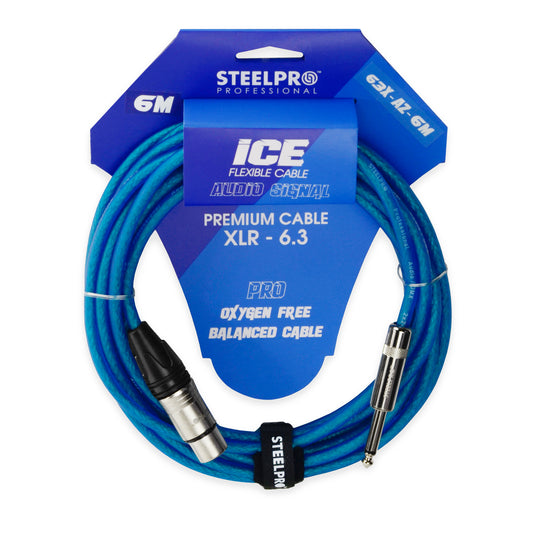 63X-AZ-6M Cable Azul Xlr-Plug 6.3 Profesional 6m Para Micrófono Hembra-Plug 6.3 Steelpro