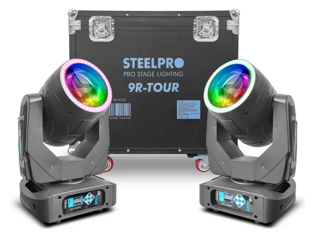 Case 2 Cabezas Moviles Beam 9r Efecto Arcoiris/agua Steelpro