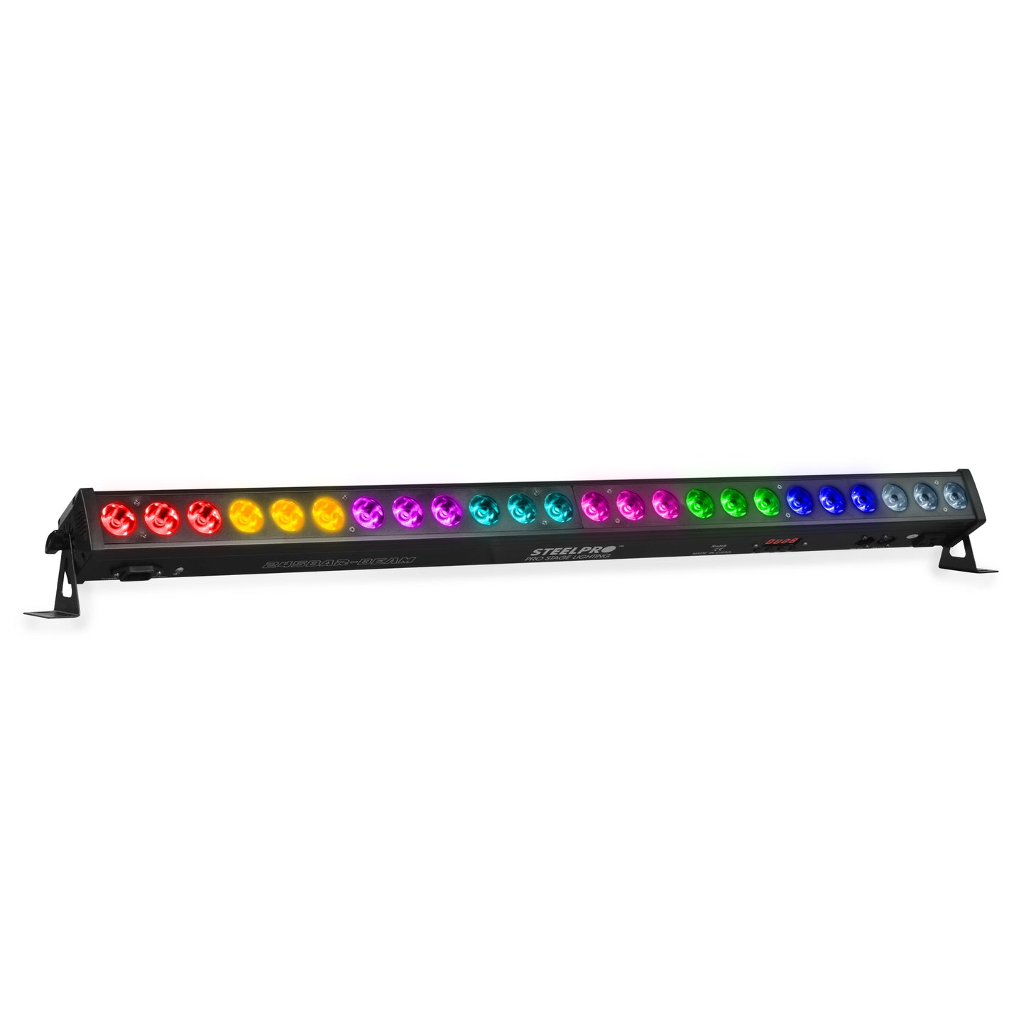 Barra de Iluminación LED Steelpro 245BAR-BEAM: Efecto Beam RGB Full Color 24 Leds x 5W, DMX Profesional, Modos Automático y Audiorítmico, Ideal para Escenarios, DJ y Eventos - Control de hasta 26 Cana