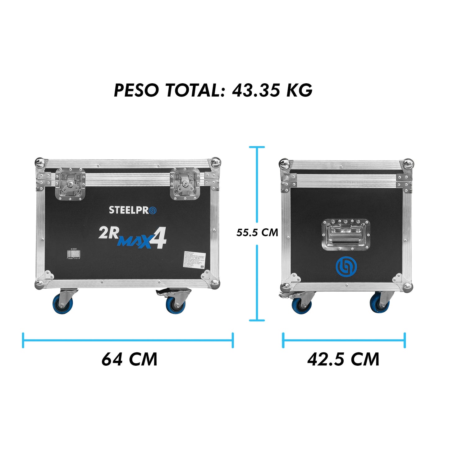 2R-MAX4 Set de 4 Cabezas Robóticas Beam 150w Efecto Rainbow Con Case Steelpro