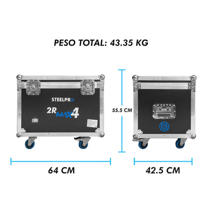2R-MAX4 Set de 4 Cabezas Robóticas Beam 150w Efecto Rainbow Con Case Steelpro