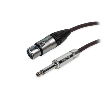 63X-NG-1M Cable XLR Cannon Hembra a Plug 6.3 mm 1 Metro Negro Balanceado Profesional Audio Sin Ruido Steelpro