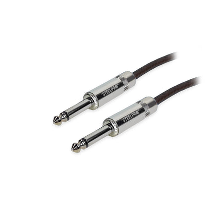 6363-NG-6M Cable Negro Plug 6.3 Profesional 6m Para Guitarra Plug6.3-Plug6.3 Steelpro