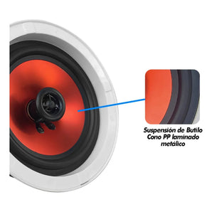 2 Bocinas Plafon Bluetooth Amplificada 6.5 PuLG By Steelpro Color Blanco