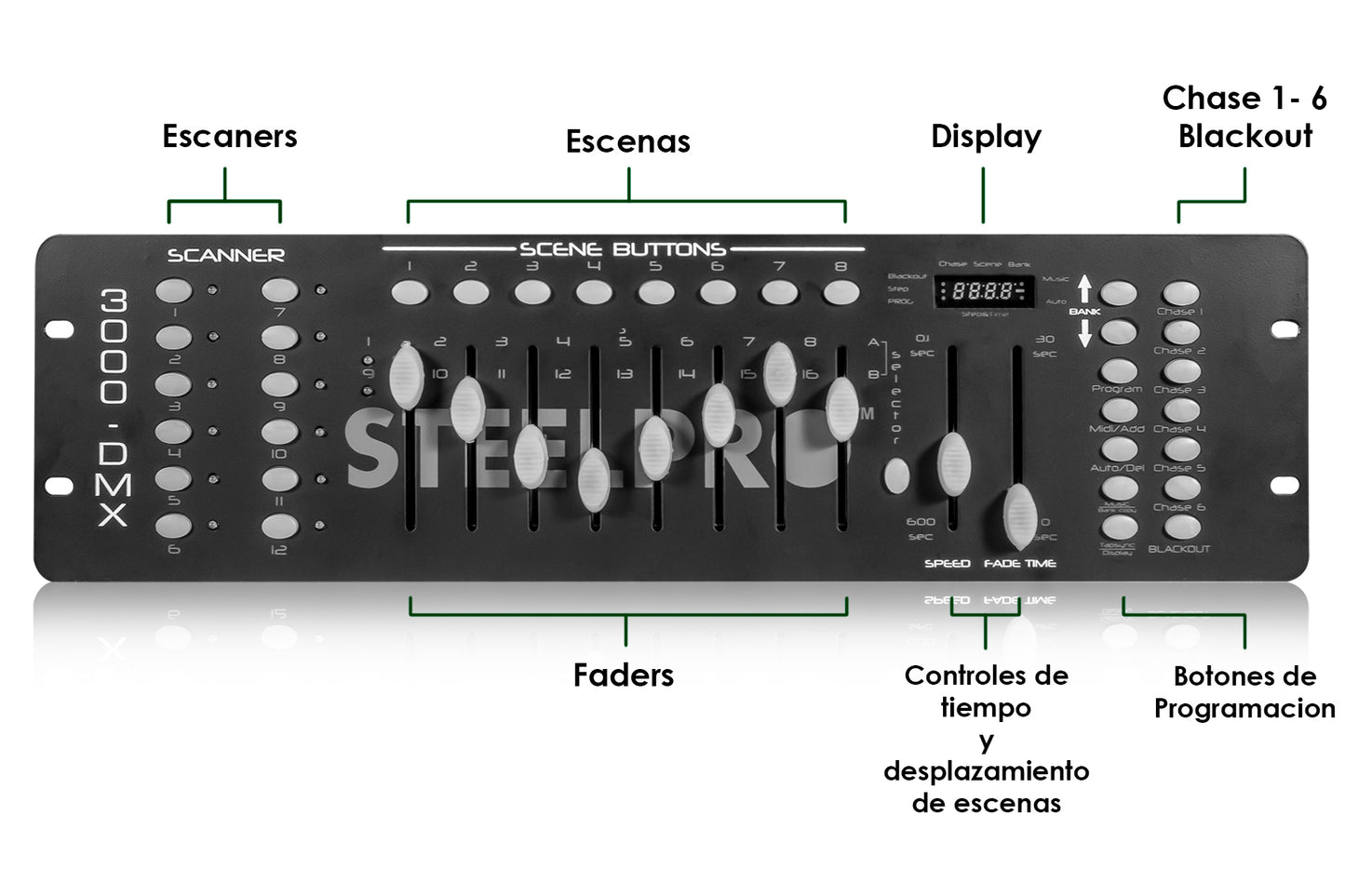 Controlador Dmx512 ,12 Escaners  , 192 Canales -  Steelpro