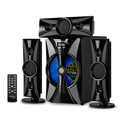 Steelpro Minicomponente Home Theater 8,000 W - Armony - b3.1 Color Negro Potencia RMS 475 W /USB / TF Card / BLUETOOTH Integrado / FM Tuning -Entrada Auxiliar / Iluminación Multicolor