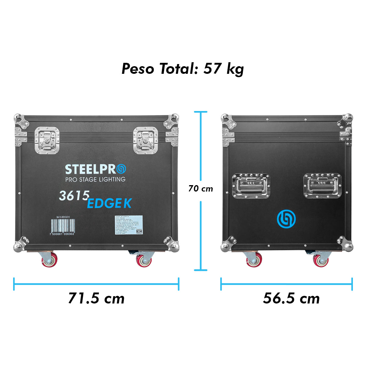 3615-EDGE K Set de 4 Paneles Profesionales Led 36x15w Rgbw Con Case Steelpro