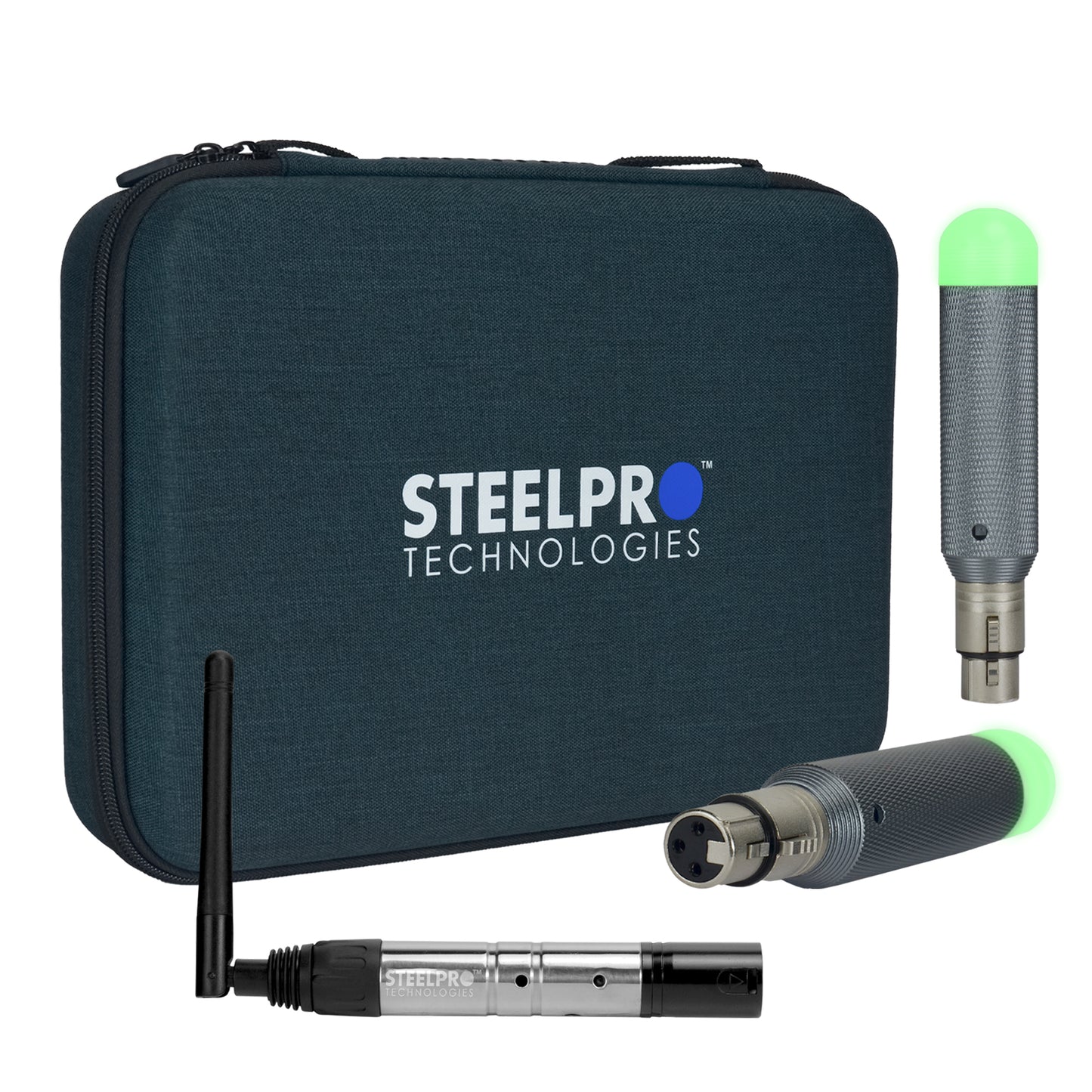 3W-DMX Set de 2 Antenas Receptoras Inalámbricas y 1 Antena Transmisora Batería Recargable Steelpro