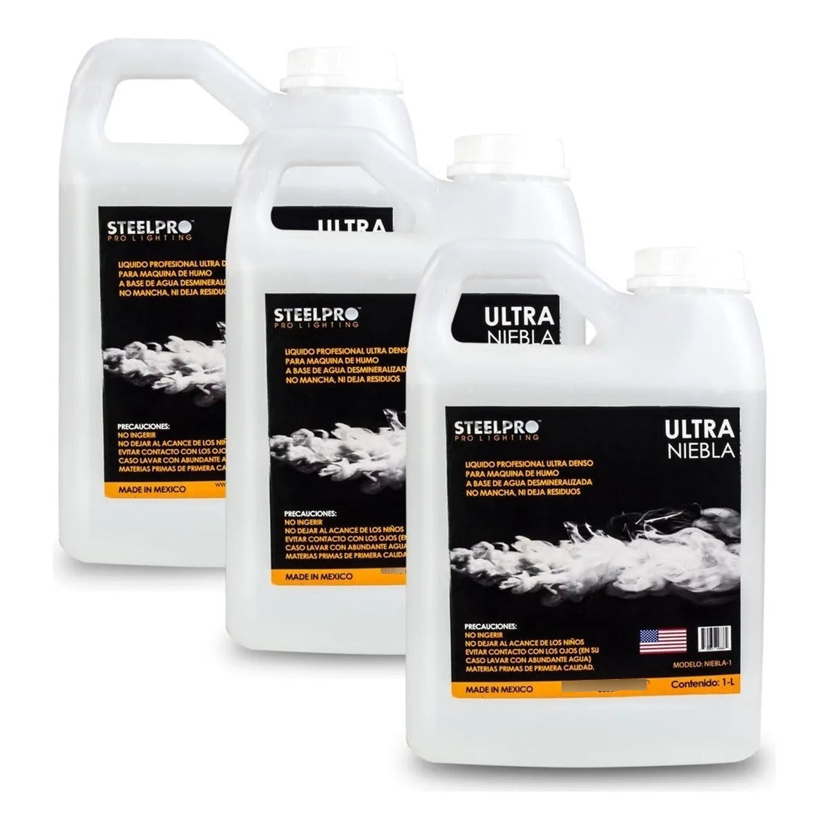 3 Líquidos Para Cámara De Humo Steelpro Ultra Niebla 1 Litro Color Incoloro