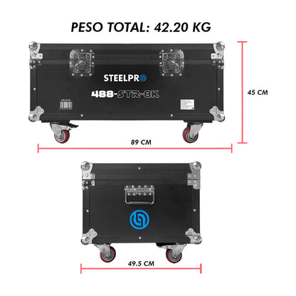 Case 8 Estrobos Steelpro 960 Leds RGBW+Estrobo 488-STR-K8